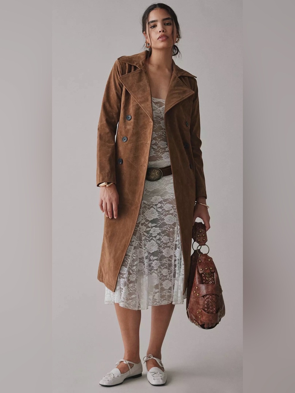 Avec Les Filles suede trench coat - Picture 4 of 5